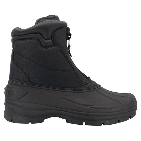 New Totes Men’s Puffin Winter Boots Black Waterproof Shell Front Zip Size 12 - Picture 4 of 8